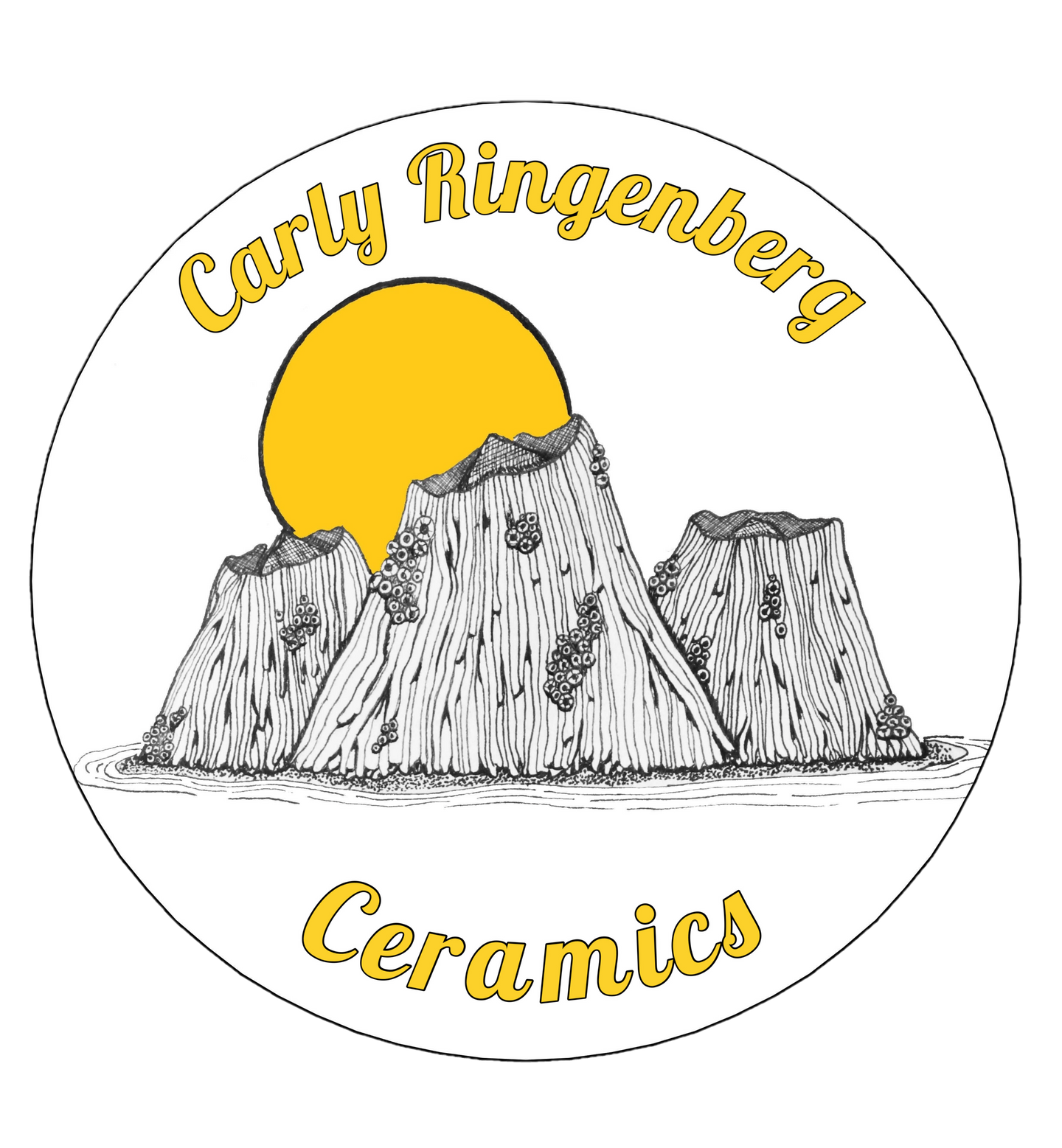 Carly Ringenberg Ceramics Logo Sticker with Barnacles; Ocean Themed